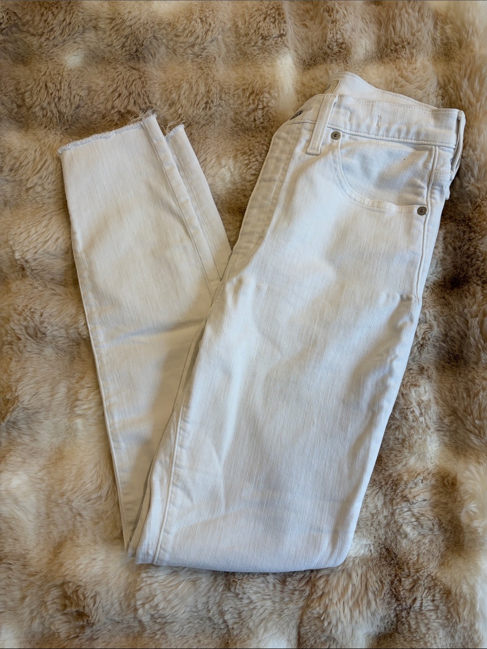 Madewell 11 inch high rise skinny jean size 28 off white/white raw hem - Picture 8 of 8